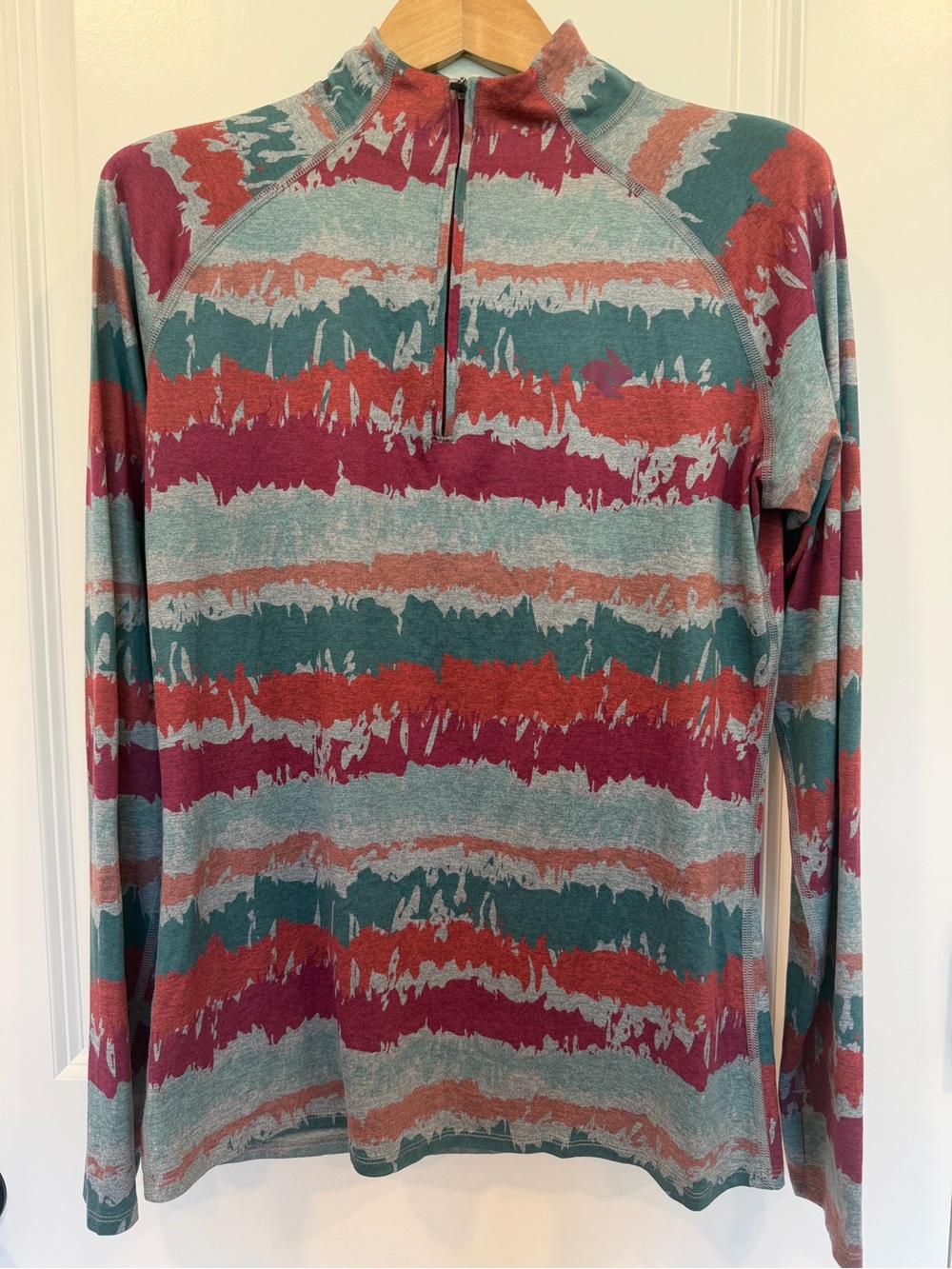 RABBIT RUNNING - EZ Striped Quarter-Zip Long Sleeve Top